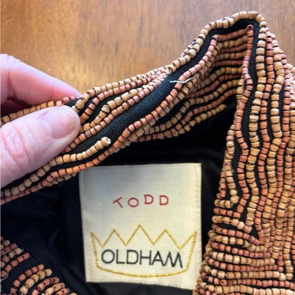 Todd Oldham vintage Black Jacket with brown Beaded Swirls medium collectable - Picture 16 of 16